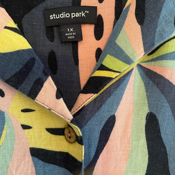 Studio park plus size, button down, floor length, sleeveless linen dress - Picture 5 of 9